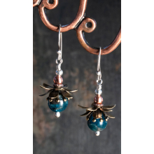 APATITE FLOWER EARRINGS IN MIXED METALS WITH 935 ARGENTIUM SILVER EAR WIRES