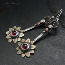 Garnet mixed metal earrings