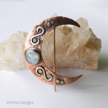 Moonstone Moon Shawl Pin