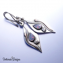 Opal Flower Bud Sterling Silver Earrings