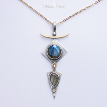 Labradorite Mixed Metal Pendant Necklace