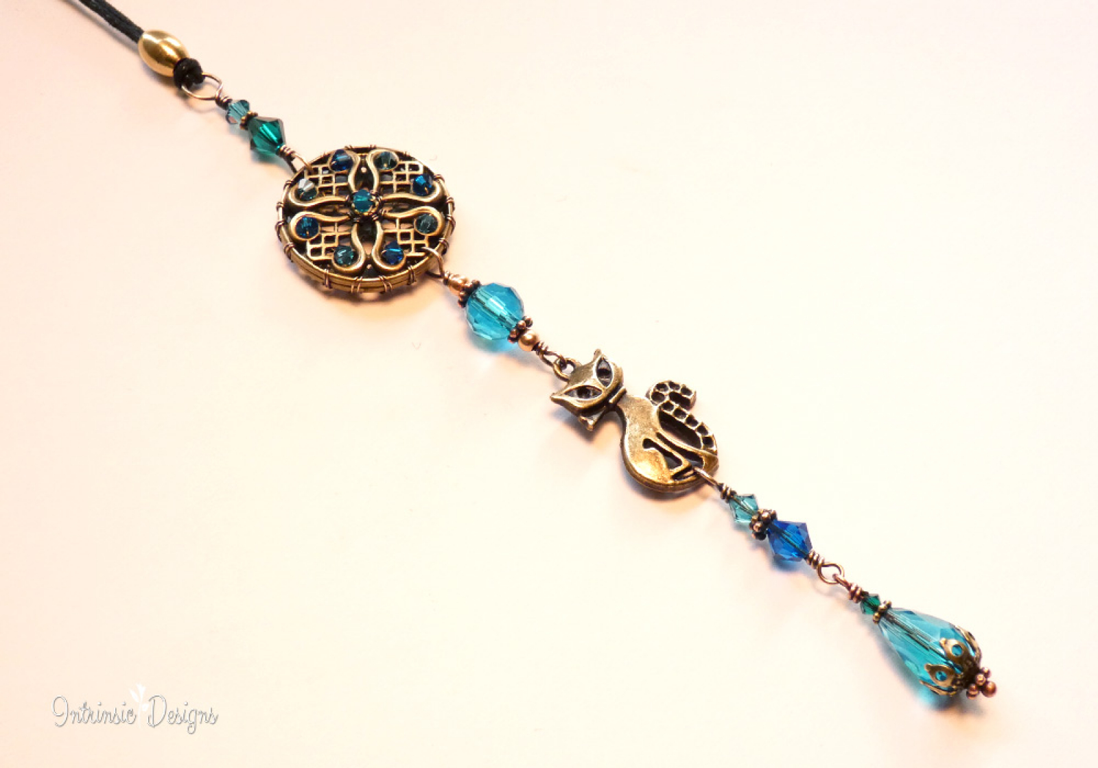 CAT SWAROVSKI CRYSTAL CAR REARVIEW MIRROR DANGLE. ADJUSTABLE