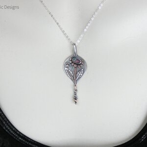 OPAL FLOWER STERLING SILVER & MIXED METAL PENDANT NECKLACE