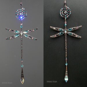 DRAGONFLY SWAROVSKI CRYSTAL WINDOW SUNCATCHER IN BRONZE