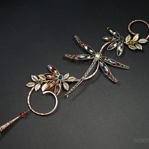 DRAGONFLY SWAROVSKI CRYSTAL WINDOW SUNCATCHER IN PEACH, GOLDEN YELLOW, TURQUOISE & GREEN WITH MIXED METALS