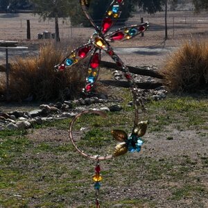 DRAGONFLY SWAROVSKI CRYSTAL WINDOW SUNCATCHER IN RED, INDICOLITE, GOLDEN YELLOW, & TOPAZ WITH MIXED METALS