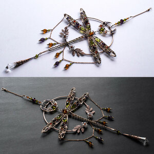 RESERVED FOR TONI ANN ....  LARGE DRAGONFLY MOON ... MIXED CRYSTAL WINDOW SUNCATCHER