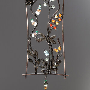 DRAGONFLY & BEE GEMSTONE WINDOW SUNCATCHER IN MIXED METALS WITH A SWAROVSKI CRYSTAL PENDANT