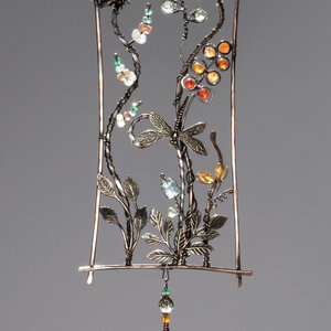 DRAGONFLY & BEE GEMSTONE WINDOW SUNCATCHER IN MIXED METALS WITH A SWAROVSKI CRYSTAL PENDANT