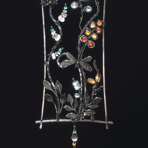 DRAGONFLY & BEE GEMSTONE WINDOW SUNCATCHER IN MIXED METALS WITH A SWAROVSKI CRYSTAL PENDANT