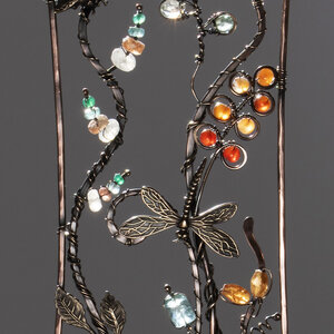DRAGONFLY & BEE GEMSTONE WINDOW SUNCATCHER IN MIXED METALS WITH A SWAROVSKI CRYSTAL PENDANT