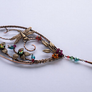 DRAGONFLY GARDEN SWAROVSKI CRYSTAL WINDOW SUNCATCHER IN MIXED METALS