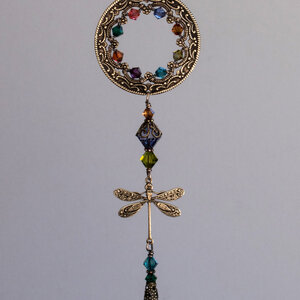 SWAROVSKI CRYSTAL DRAGONFLY CAR REAR-VIEW MIRROR DANGLE .... ADJUSTABLE