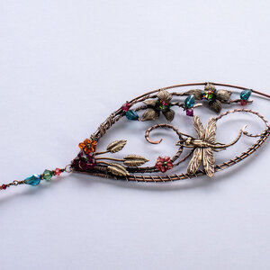 DRAGONFLY GARDEN SWAROVSKI CRYSTAL WINDOW SUNCATCHER IN MIXED METALS