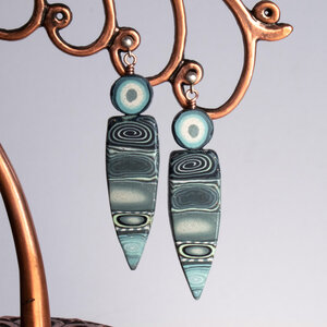 POLYMER CLAY  DAGGER EARRINGS WITH STERLING SILVER EAR POSTS
