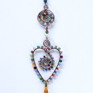 HEART SWAROVSKI CRYSTAL WINDOW SUNCATCHER IN MIXED METALS