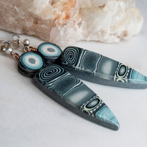 POLYMER CLAY  DAGGER EARRINGS WITH STERLING SILVER EAR POSTS