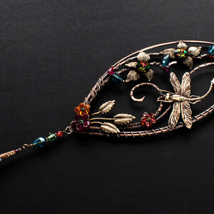 DRAGONFLY GARDEN SWAROVSKI CRYSTAL WINDOW SUNCATCHER IN MIXED METALS