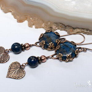 LAPIS LAZULI FILIGREE EARRINGS IN SOLID BRASS AND BRONZE