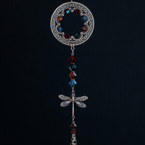 SWAROVSKI CRYSTAL DRAGONFLY CAR REAR-VIEW MIRROR DANGLE .... ADJUSTABLE