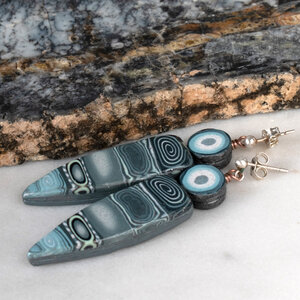 POLYMER CLAY  DAGGER EARRINGS WITH STERLING SILVER EAR POSTS
