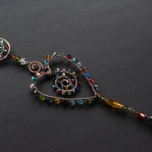 HEART SWAROVSKI CRYSTAL WINDOW SUNCATCHER IN MIXED METALS