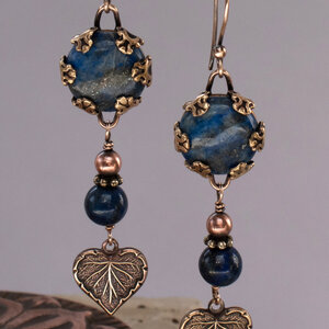 LAPIS LAZULI FILIGREE EARRINGS IN SOLID BRASS AND BRONZE