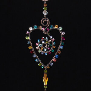 HEART SWAROVSKI CRYSTAL WINDOW SUNCATCHER IN MIXED METALS