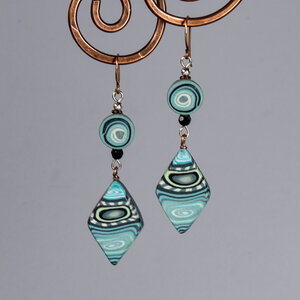 POLYMER CLAY SEMI CIRCLE EARRINGS WITH SILVER PLATED EAR WIRES