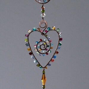HEART SWAROVSKI CRYSTAL WINDOW SUNCATCHER IN MIXED METALS
