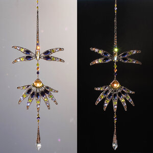 RESERVED FOR AMBER ..... DRAGONFLY AND ECHINACEA FLOWER CRYSTAL WINDOW SUNCATCHER IN COPPER & BRONZE