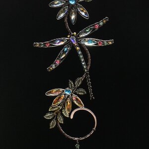 DRAGONFLY SWAROVSKI CRYSTAL WINDOW SUNCATCHER IN PEACH, GOLDEN YELLOW, TURQUOISE & GREEN WITH MIXED METALS