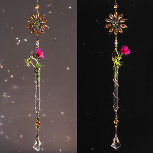 GOLDEN FLOWER DECORATIVE PROPAGATION / BUD VASE CRYSTAL SUNCATCHER