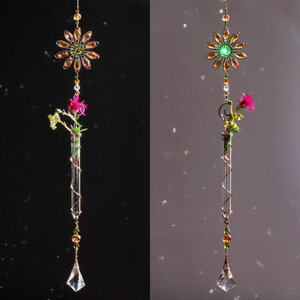 GOLDEN FLOWER DECORATIVE PROPAGATION / BUD VASE CRYSTAL SUNCATCHER