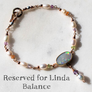 RESERVED FOR LINDA BALANCE .... AUSTRALIAN WHITE OPAL, FRESHWATER PEARL & GEMSTONE BRACELET