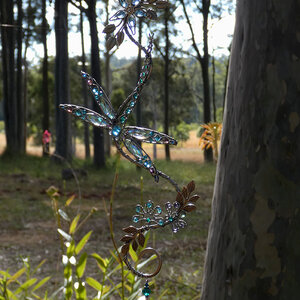 DRAGONFLY CRYSTAL WINDOW SUNCATCHER IN COPPER AND BRONZE 