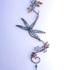 DRAGONFLY CRYSTAL WINDOW SUNCATCHER IN COPPER AND BRONZE 