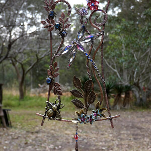 DRAGONFLY SWAROVSKI CRYSTAL WINDOW SUNCATCHER IN COPPER AND BRONZE 