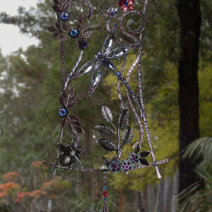 DRAGONFLY SWAROVSKI CRYSTAL WINDOW SUNCATCHER IN COPPER AND BRONZE 