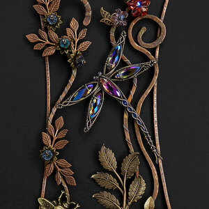DRAGONFLY SWAROVSKI CRYSTAL WINDOW SUNCATCHER IN COPPER AND BRONZE 