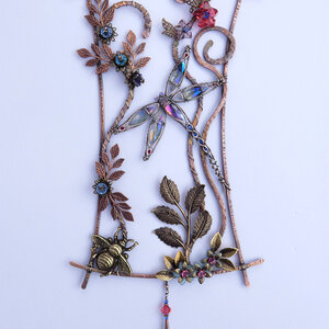 DRAGONFLY SWAROVSKI CRYSTAL WINDOW SUNCATCHER IN COPPER AND BRONZE 