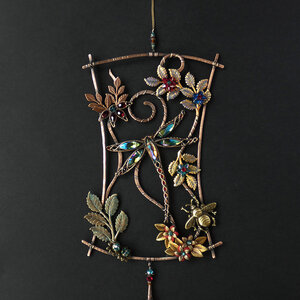 "BEE A DRAGONFLY" .... SWAROVSKI CRYSTAL WINDOW SUNCATCHER IN MIXED METALS