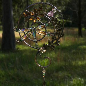 DRAGONFLY SWAROVSKI CRYSTAL WINDOW SUNCATCHER IN MIXED METALS
