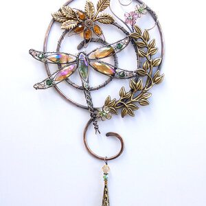 DRAGONFLY SWAROVSKI CRYSTAL WINDOW SUNCATCHER IN MIXED METALS