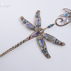DRAGONFLY WITH CONEFLOWER SWAROVSKI CRYSTAL WINDOW SUNCATCHER IN TURQUOISE, MAGNENTA & PURPLE WITH MIXED METALS