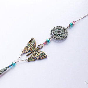 BUTTERFLY SWAROVSKI CRYSTAL WINDOW SUN CATCHER WITH MANDALA