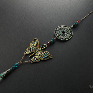 BUTTERFLY SWAROVSKI CRYSTAL WINDOW SUN CATCHER WITH MANDALA