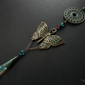 BUTTERFLY SWAROVSKI CRYSTAL WINDOW SUN CATCHER WITH MANDALA