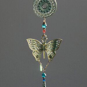 BUTTERFLY SWAROVSKI CRYSTAL WINDOW SUN CATCHER WITH MANDALA