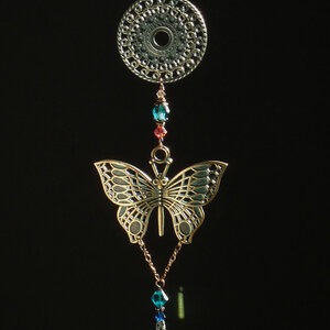 BUTTERFLY SWAROVSKI CRYSTAL WINDOW SUN CATCHER WITH MANDALA
